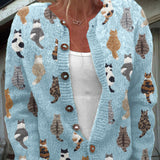 Marie™ – Gemütlicher Cardigan mit Katzenmotiv