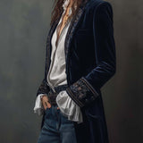 Vintage Langarm-Jacke für Damen in Marineblau