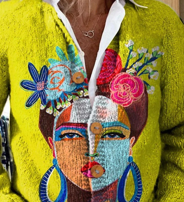 ONA | CARDIGAN MIT KÜNSTLERISCHEM DRUCK