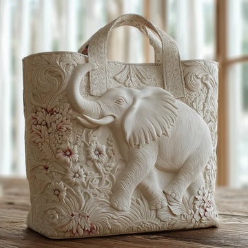 Handgefertigte Stepptasche „Elefant“ – Gefütterte Tragetasche mit Innentasche