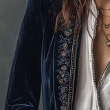 Vintage Langarm-Jacke für Damen in Marineblau
