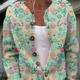 Angela™ – Florale Vintage-Strickjacke