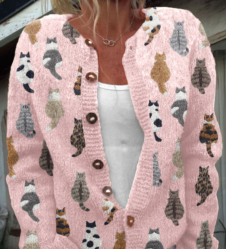 Marie™ – Gemütlicher Cardigan mit Katzenmotiv