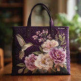 Handgefertigte Stepptasche – Kolibris und Orchideen