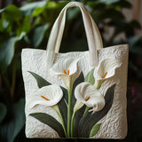 Handgefertigte Stepptasche – Weiße Callas