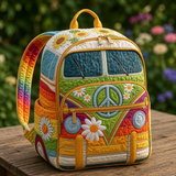 Gesteppter Boho-Rucksack – Sonnenblumen und Margeriten