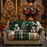 Copridivano trapuntato con notti festive e sempreverdi NCU0PT10360