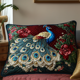 Gestepptes Kissenbezug mit Pfau und floralen Details NCU0DV6475