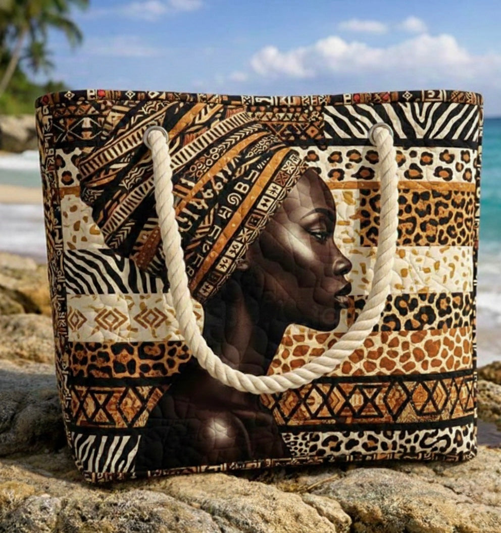 Gesteppte Strandtasche – Afrikanische Königin – geräumig