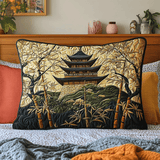 Gepolsterter Kissenbezug mit japanischer Pagode und goldenem Weg NCU0DV6398