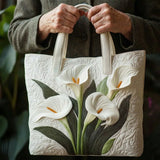 Handgefertigte Stepptasche – Weiße Callas