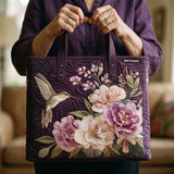 Handgefertigte Stepptasche – Kolibris und Orchideen