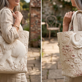 Handgefertigte Stepptasche „Elefant“ – Gefütterte Tragetasche mit Innentasche