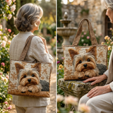 Handgefertigte Stepptasche „Yorkshire Terrier“ – Gefütterte Tragetasche mit Innentasche