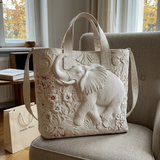 Handgefertigte Stepptasche „Elefant“ – Gefütterte Tragetasche mit Innentasche