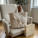 Handgefertigte Stepptasche „Elefant“ – Gefütterte Tragetasche mit Innentasche