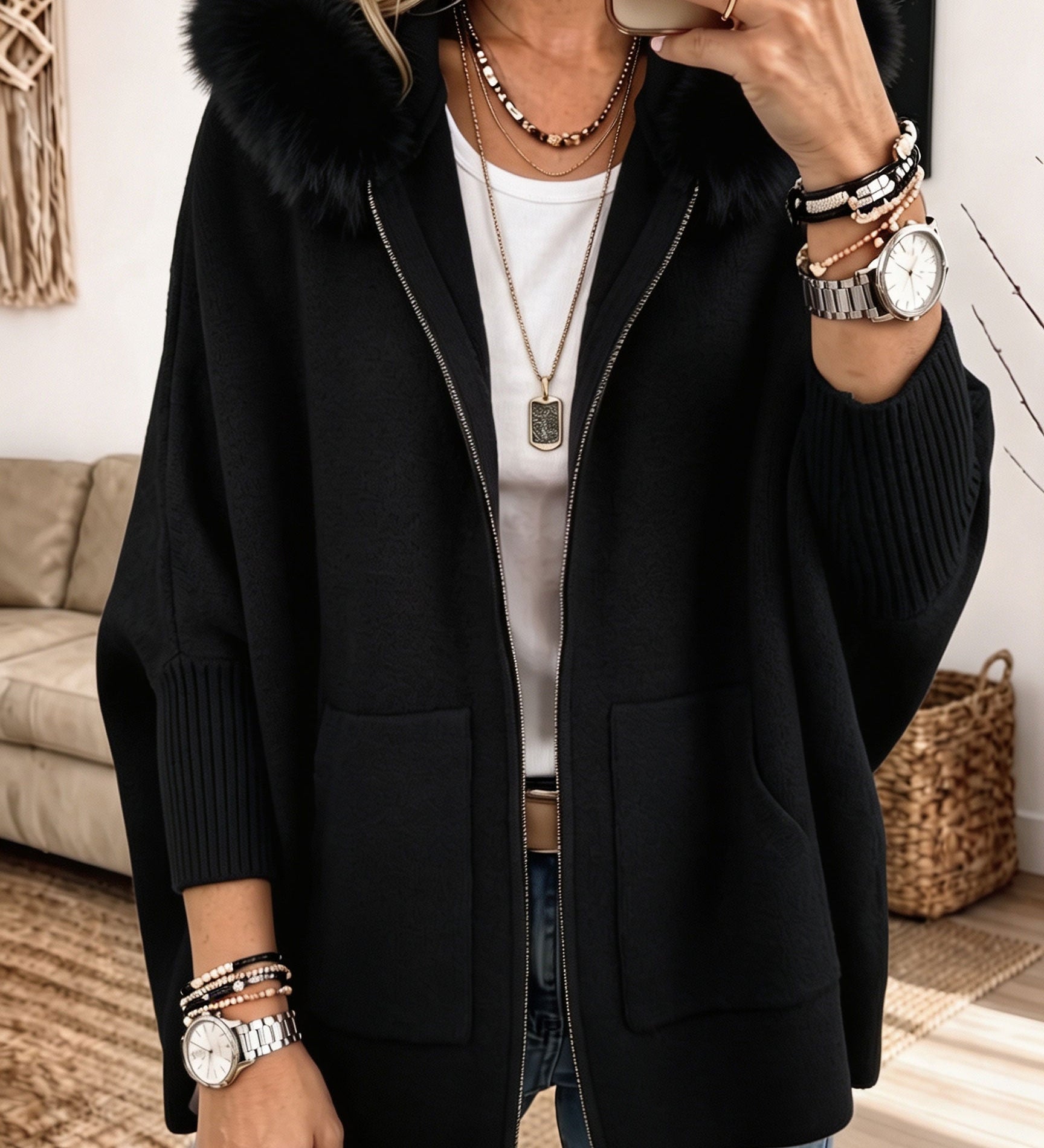 Kuscheliger Strickcardigan mit Kapuze Sanne