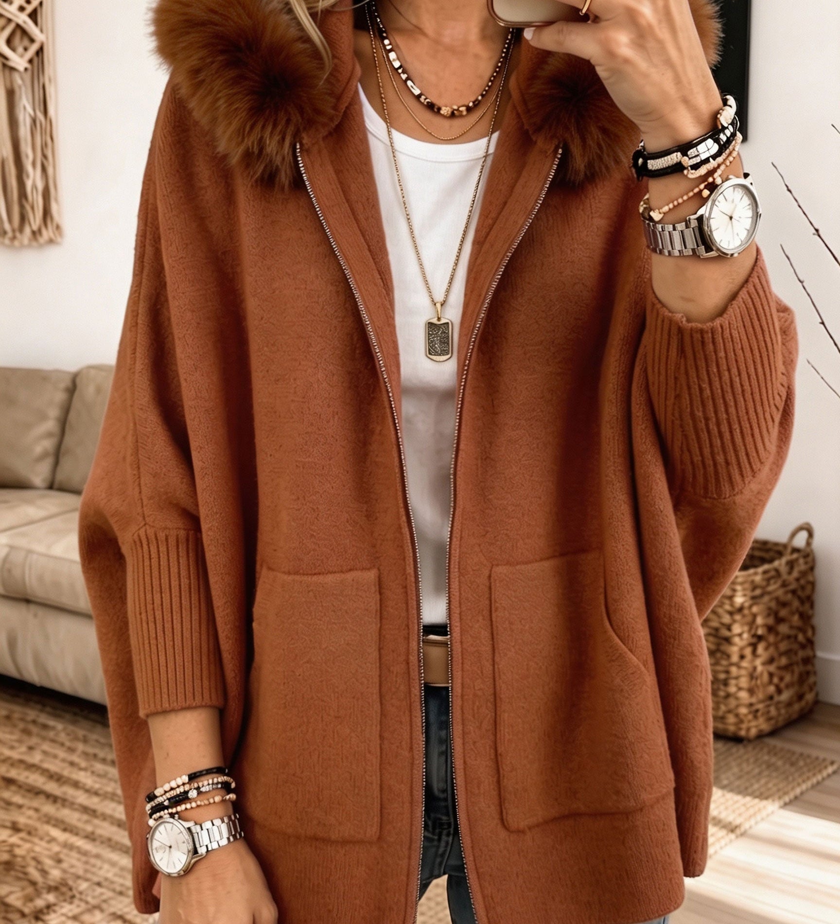 Kuscheliger Strickcardigan mit Kapuze Sanne