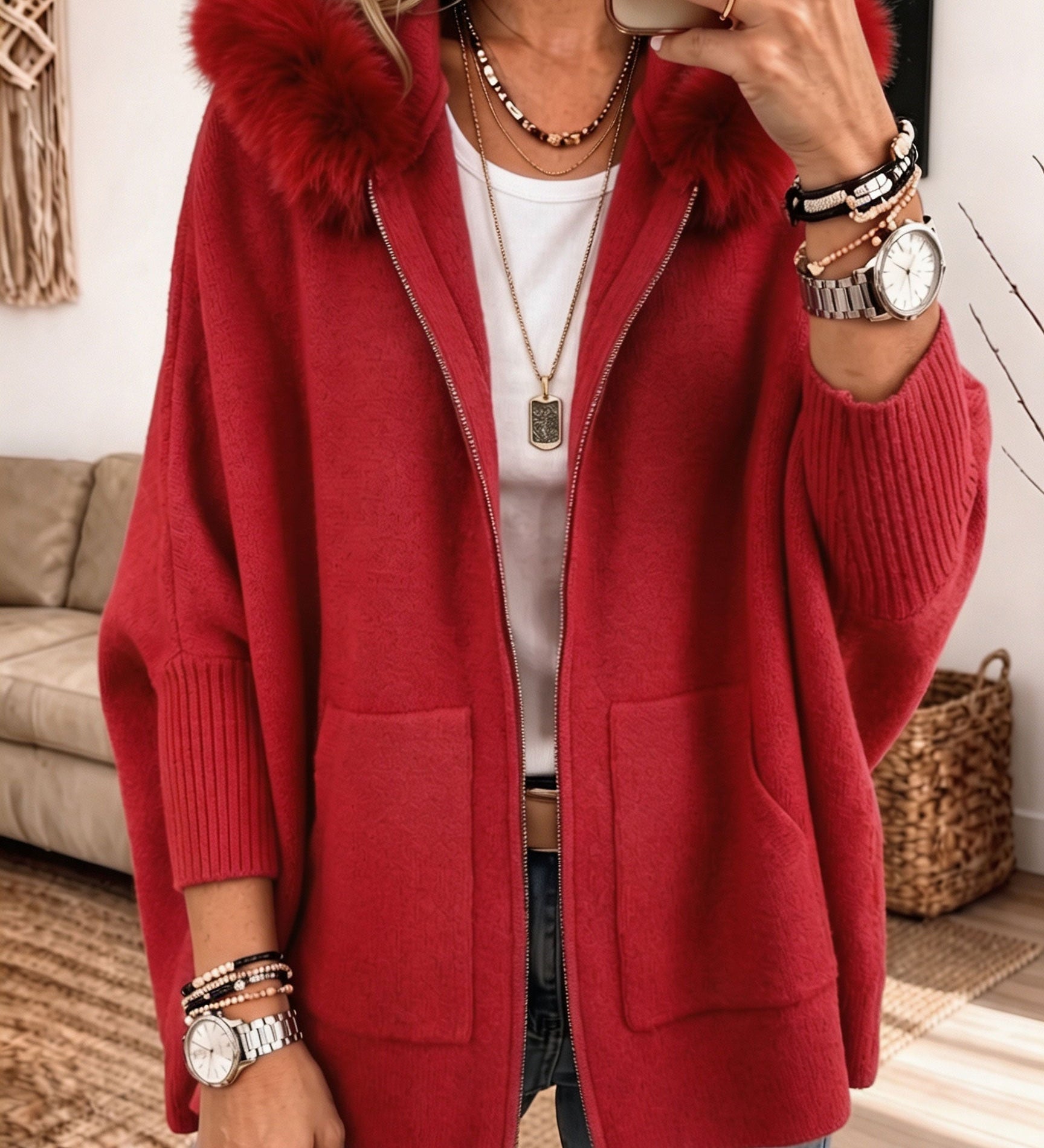 Kuscheliger Strickcardigan mit Kapuze Sanne
